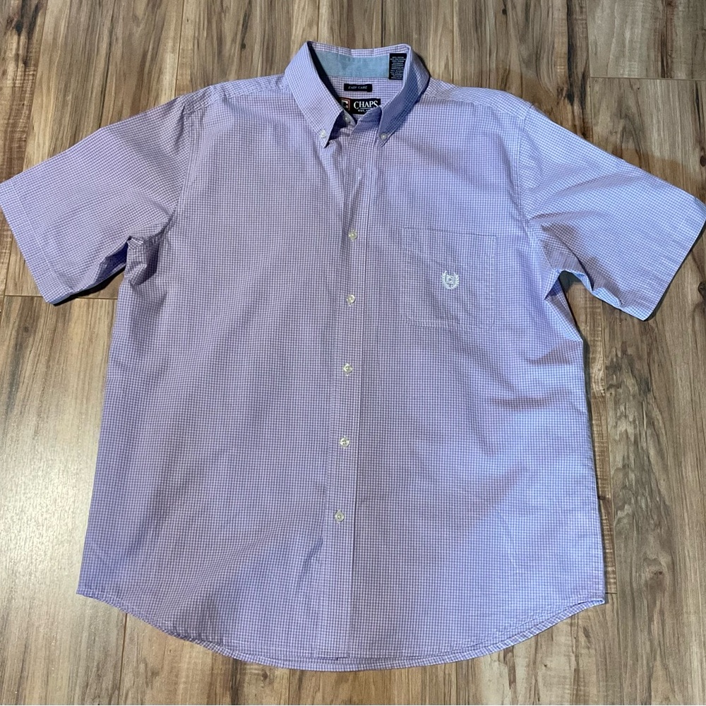 Chaps Men's Lavender Checkered Button Down Shirt